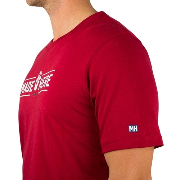 New MADE HERE The General Cotton Men’s Tee Red Black White Short Sleeve T-Shirt - Picture 2 of 6
